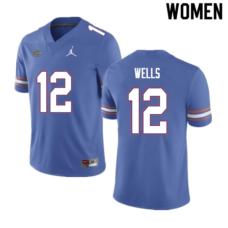 Women's NCAA Florida Gators Rick Wells #12 Stitched Authentic Nike Blue College Football Jersey CVB1265MV